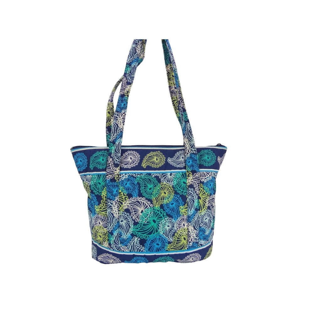 Quilted Cotton Tote Bag Medium Blue Excellent Quilted Lola Paisley Zip Top